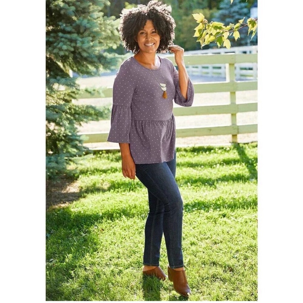 Matilda Jane Small Perfect In Purple Polka Dot top
